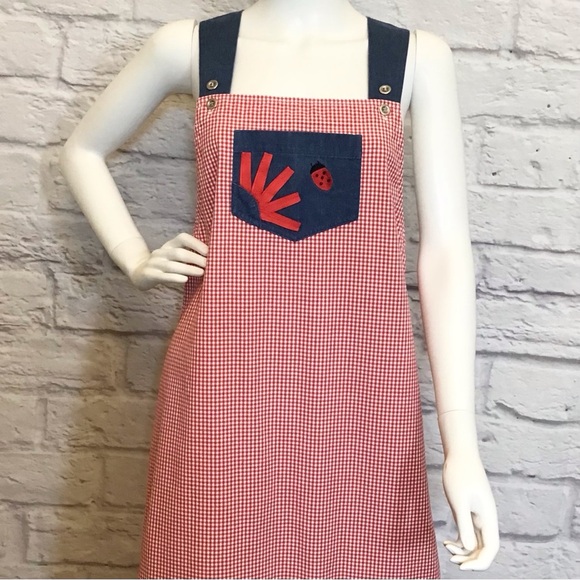 Bechamel 8 Gingham Long Maxi Dress Checkered Ladybug Jumper Teacher Summer Fall - Picture 3 of 11